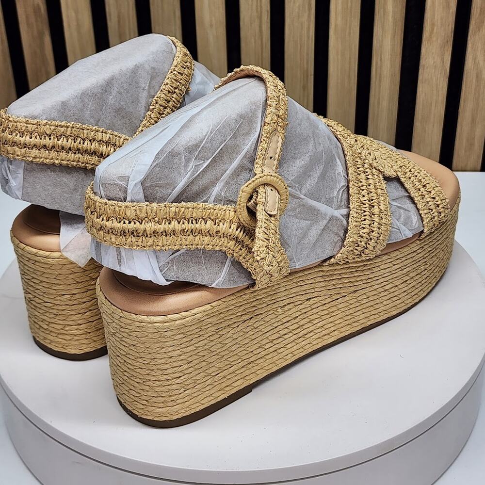 NEW - Marc Fisher LTD Payley Women’s Woven Platform Wedge Sandals Natural 10 M - Picture 3 of 9